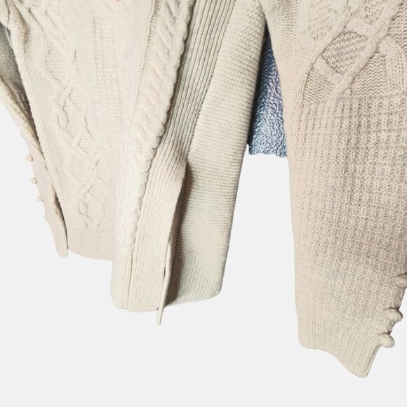 Madewell Open-Side Bobble Pullover Cream Chunky Wool Sweater Sz XXS - Picture 12 of 13